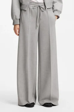 Oversized Hose aus meliertem Stretch-Twill