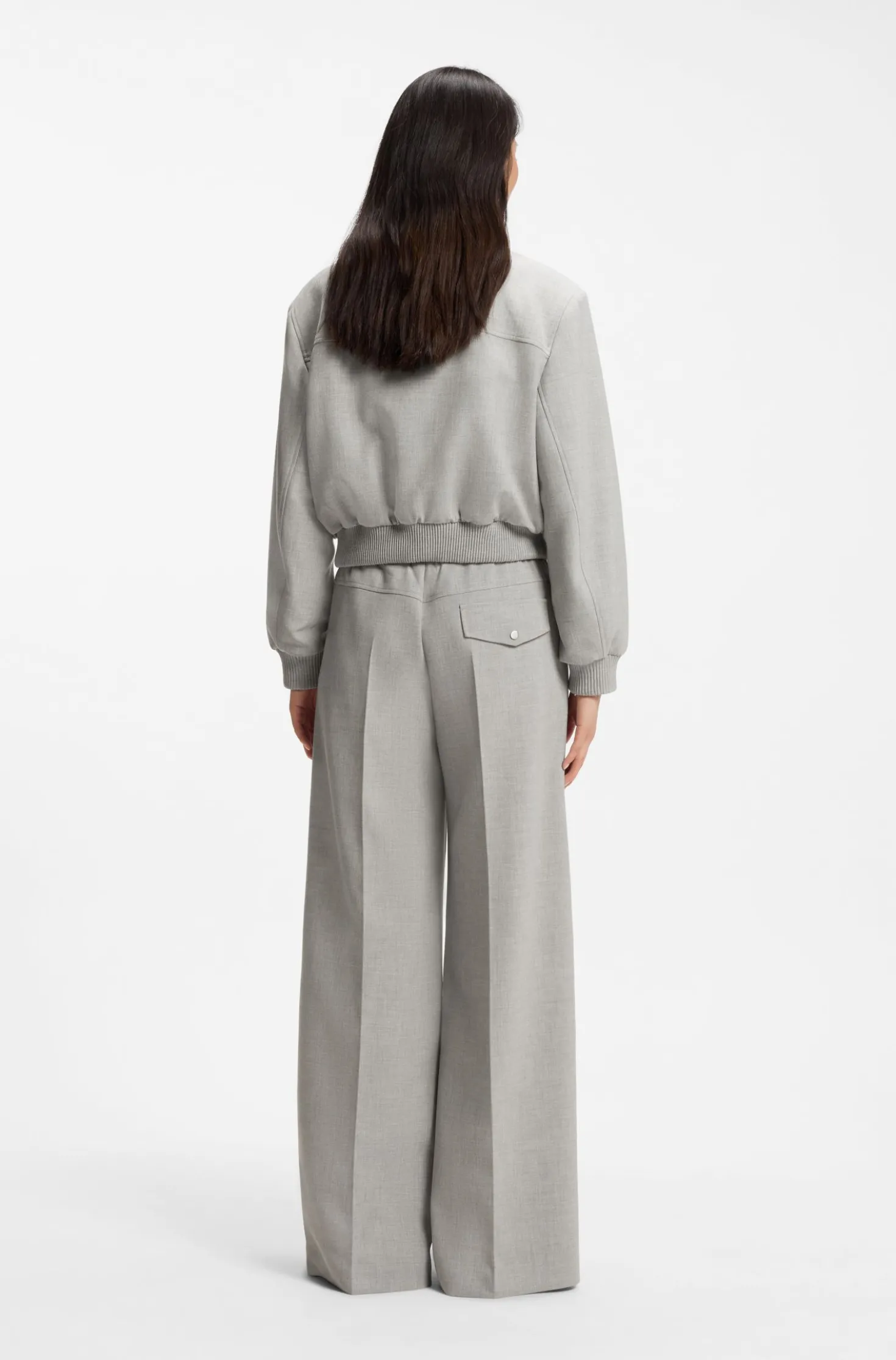 Oversized Hose aus meliertem Stretch-Twill
