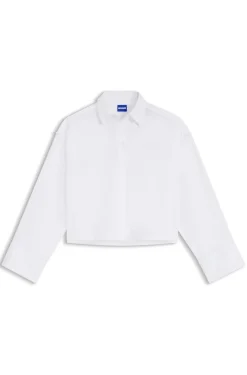 Oversize-Hemd aus Baumwolle mit Nadelstreifen und offen geschnittenem Saum