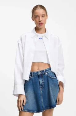 Oversize-Hemd aus Baumwolle mit Nadelstreifen und offen geschnittenem Saum