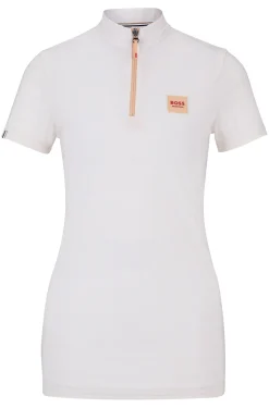 Pfirsichfarbenes Reitsport-Trainingsshirt mit halblangen Ärmeln