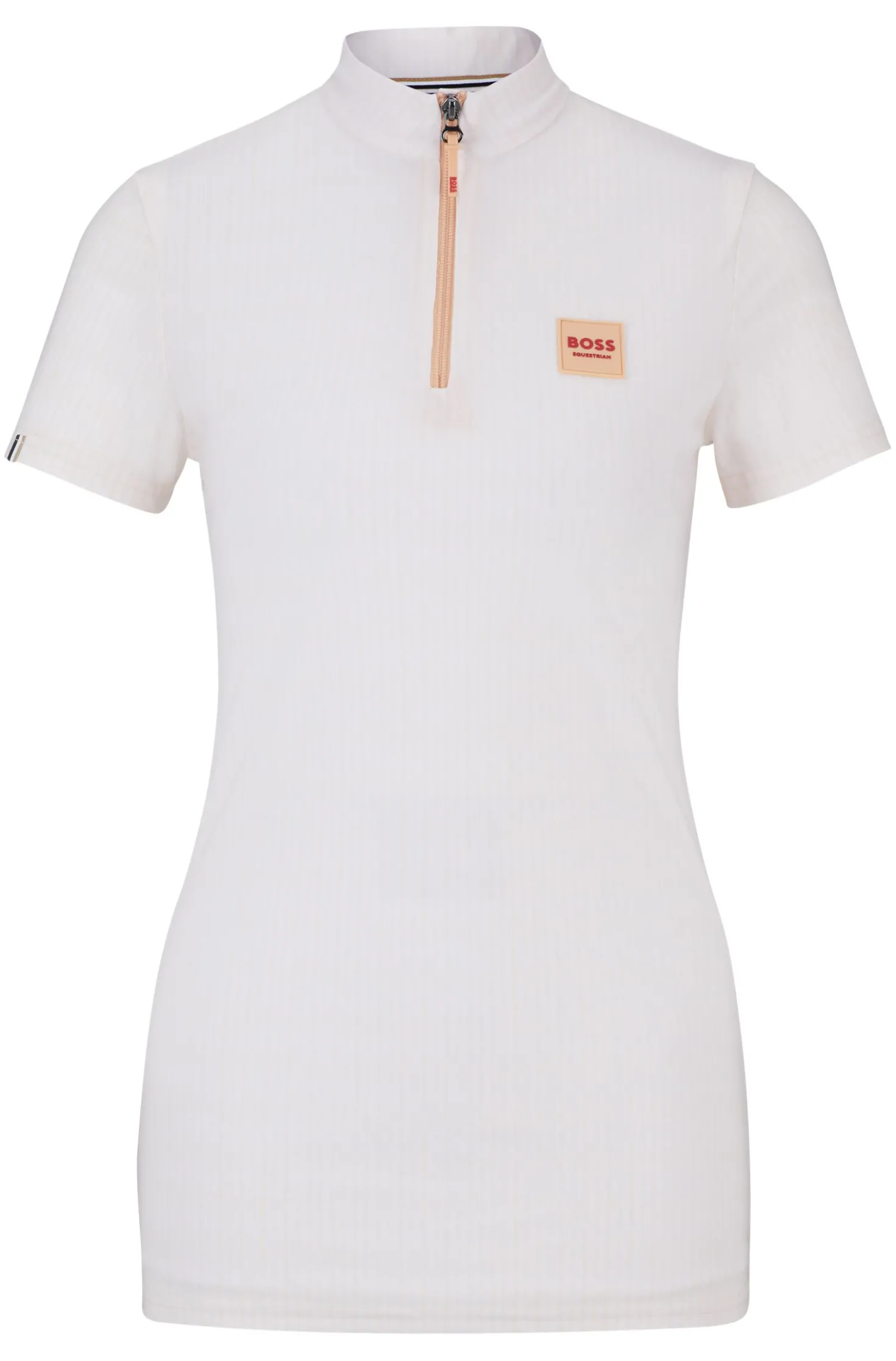 Pfirsichfarbenes Reitsport-Trainingsshirt mit halblangen Ärmeln