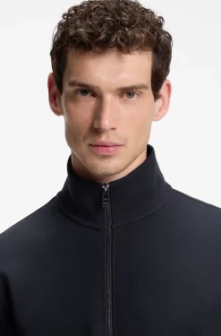 Piqué-Sweatshirt aus merzerisierter Stretch-Baumwolle mit Reißverschluss
