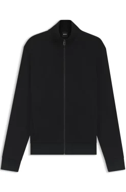 Piqué-Sweatshirt aus merzerisierter Stretch-Baumwolle mit Reißverschluss