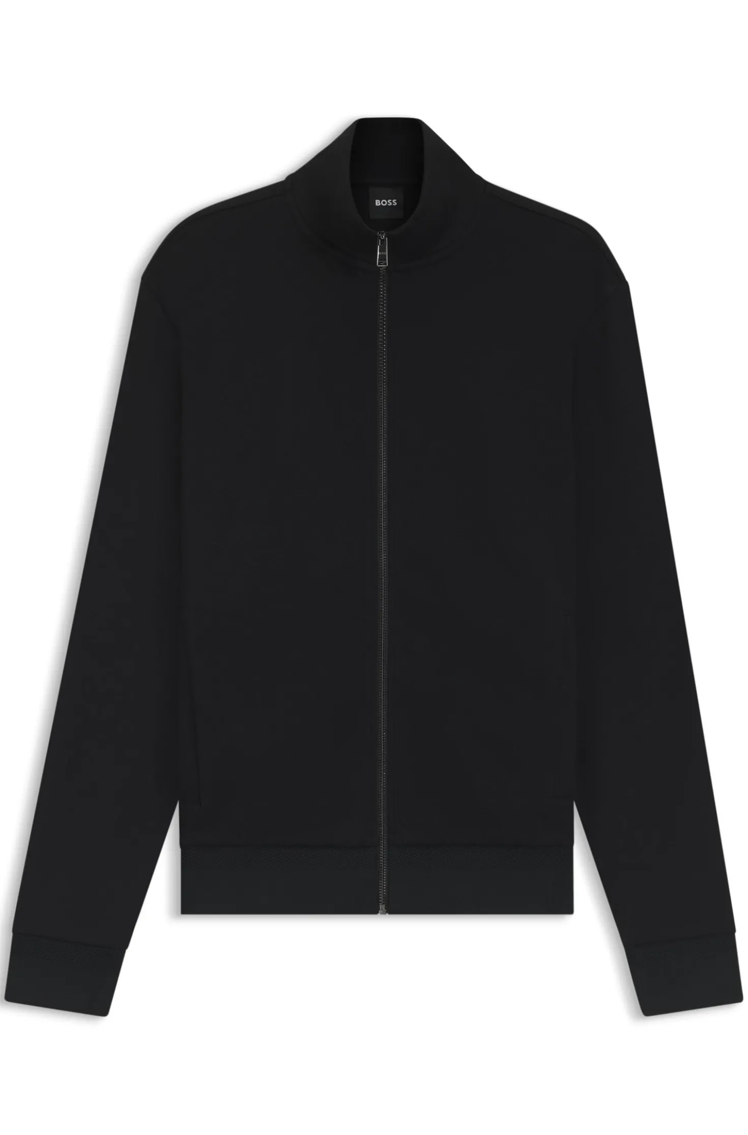Piqué-Sweatshirt aus merzerisierter Stretch-Baumwolle mit Reißverschluss