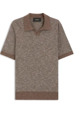 Polo-Pullover mit Johnny-Kragen aus Woll-Mix mit Seide und Baumwolle