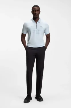 Poloshirt aus Baumwoll-Mix mit Reißverschluss und reflektierenden Grafiken