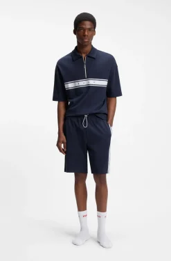 Poloshirt aus Stretch-Baumwolle mit Logo-Tape