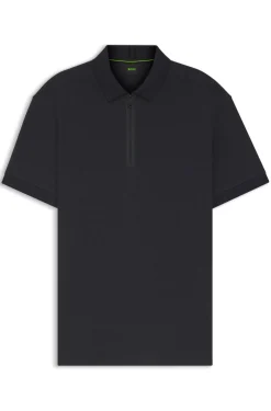 Poloshirt mit Troyerkragen und Waffel-Jacquard