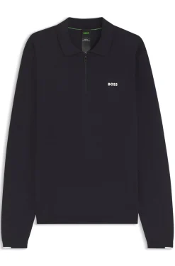 Pullover aus Baumwolle mit Troyerkragen und Kontrast-Logo