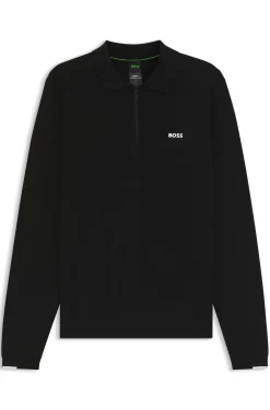 Pullover aus Baumwolle mit Troyerkragen und Kontrast-Logo
