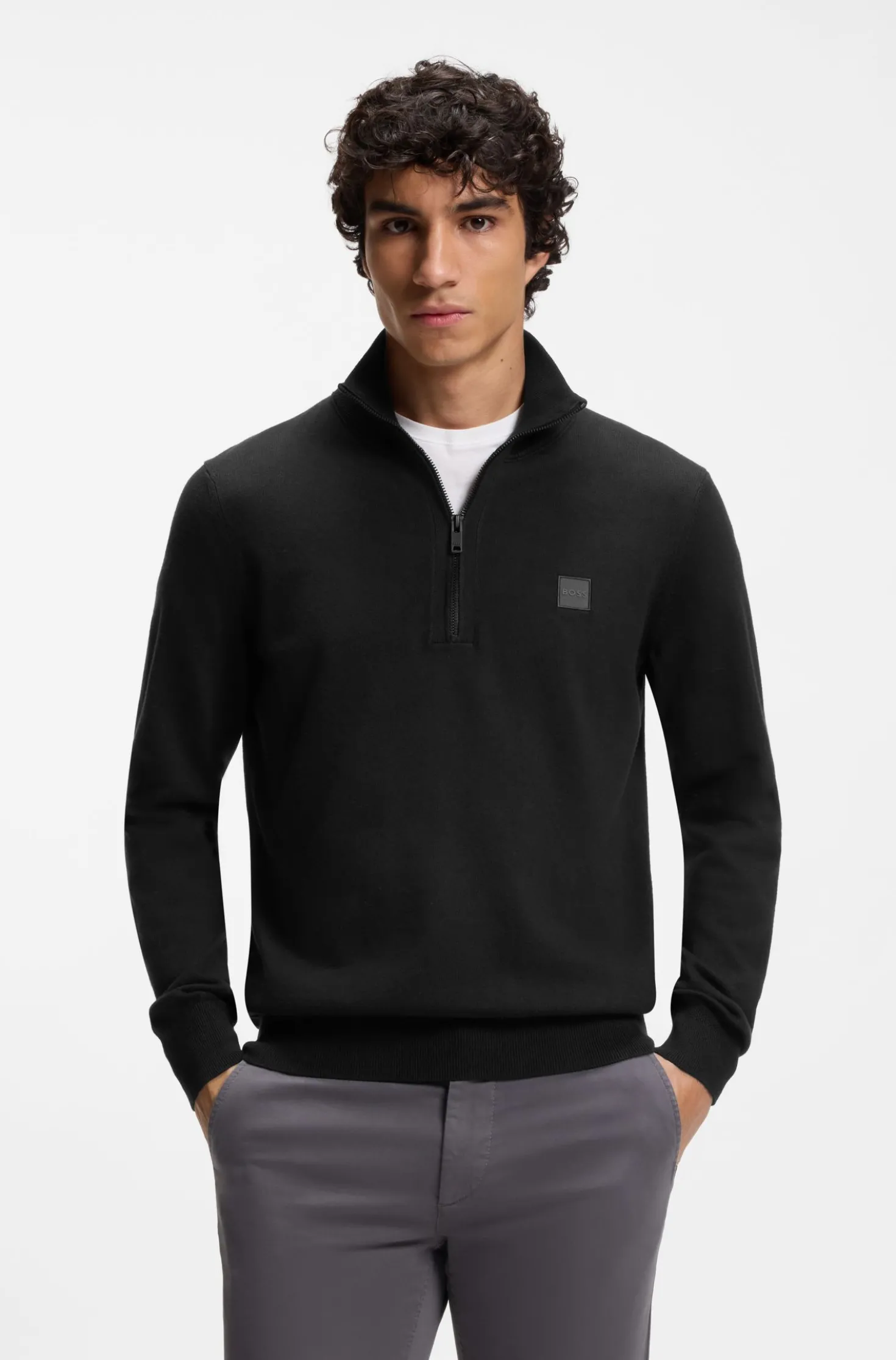 Pullover aus Baumwolle und Kaschmir mit Troyerkragen