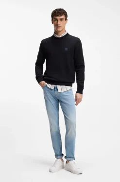 Pullover aus Baumwoll-Mix mit Logo-Patch