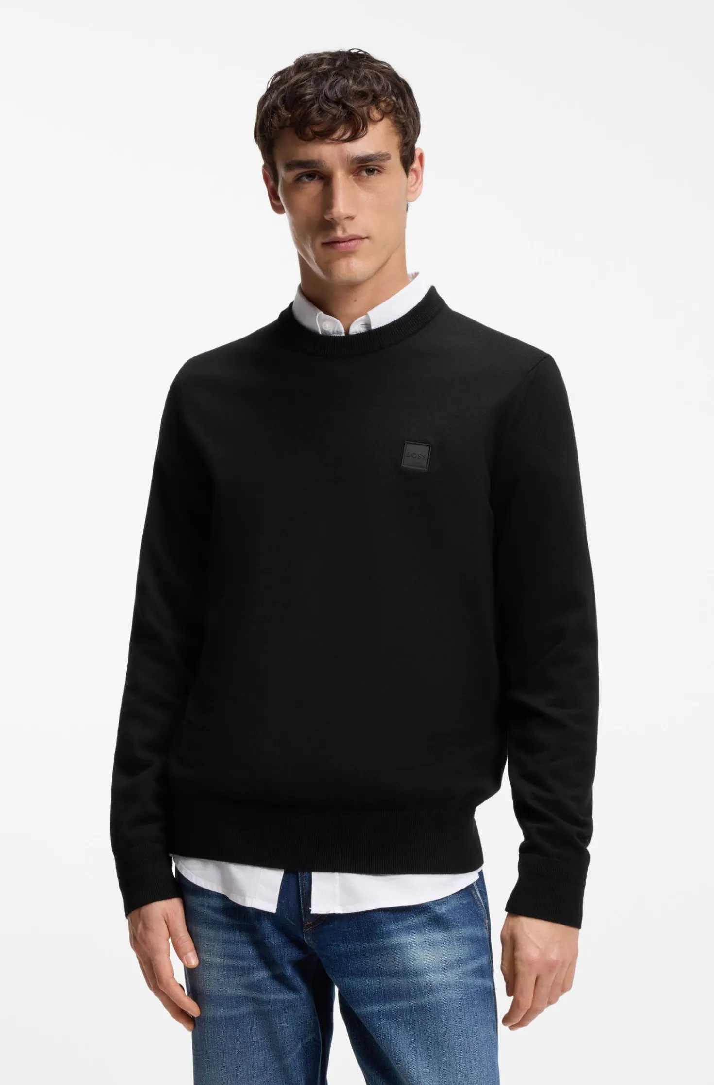 Pullover aus Baumwoll-Mix mit Logo-Patch