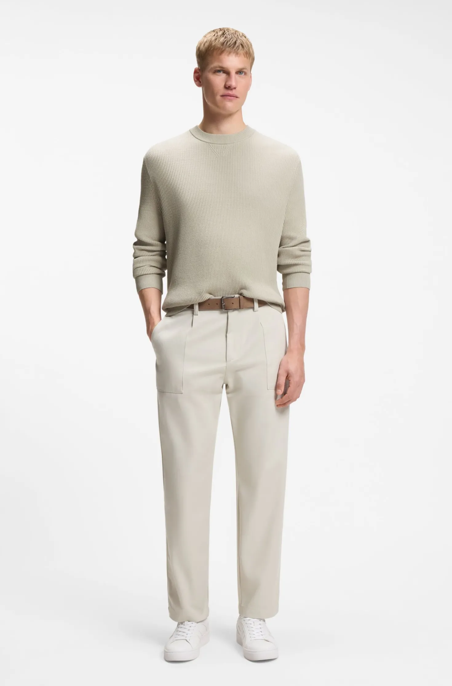 Pullover aus Baumwoll-Mix mit Rippstrick