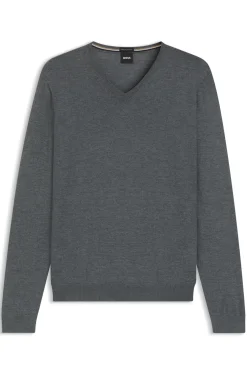 Pullover aus extrafeiner Merinowolle mit V-Ausschnitt