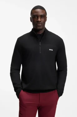 Pullover aus Schurwoll-Mix mit Troyerkragen und Logo