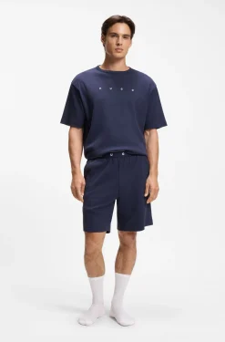 Pyjama-Shirt aus Baumwoll-Mix mit Logo-Stickerei