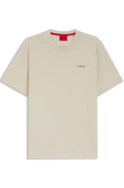 Pyjama-Shirt mit Waffelstruktur und Logo-Stickerei