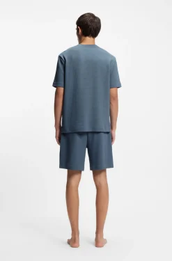 Pyjama-Shirt mit Waffelstruktur und Logo-Stickerei
