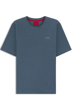 Pyjama-Shirt mit Waffelstruktur und Logo-Stickerei