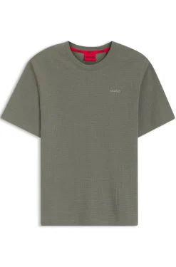 Pyjama-Shirt mit Waffelstruktur und Logo-Stickerei