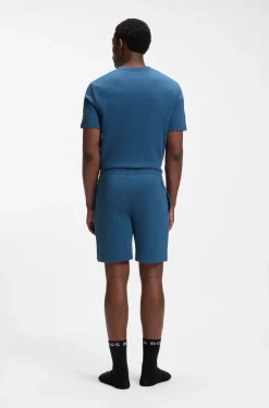 Pyjama-Shorts aus Baumwoll-Mix mit Logo-Stickerei