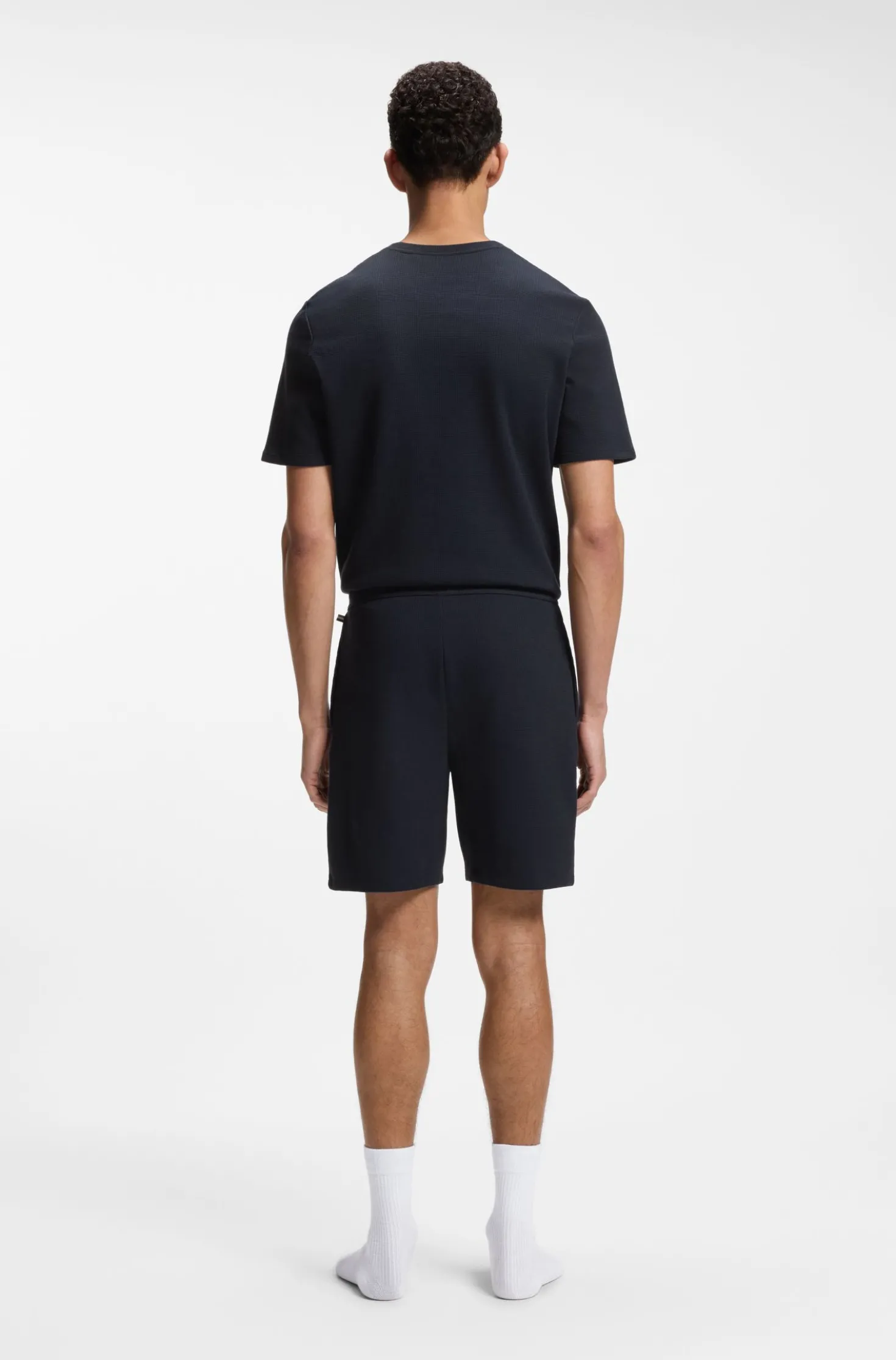 Pyjama-Shorts aus Baumwoll-Mix mit Logo-Stickerei