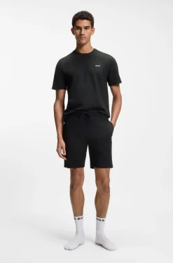 Pyjama-Shorts aus Baumwoll-Mix mit Logo-Stickerei