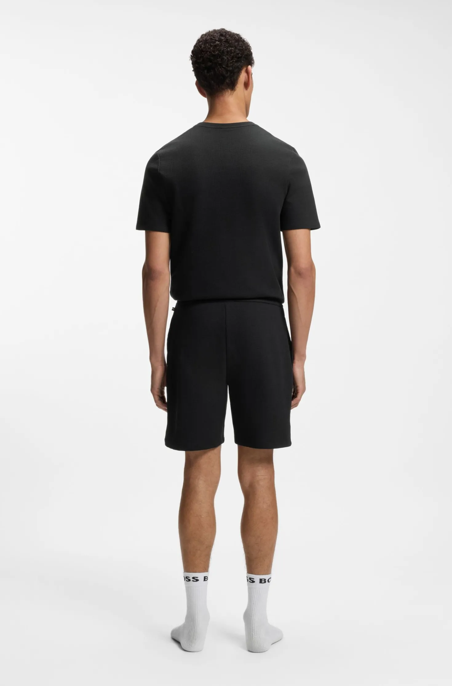 Pyjama-Shorts aus Baumwoll-Mix mit Logo-Stickerei