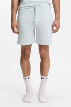 Pyjama-Shorts aus Baumwoll-Mix mit Logo-Stickerei
