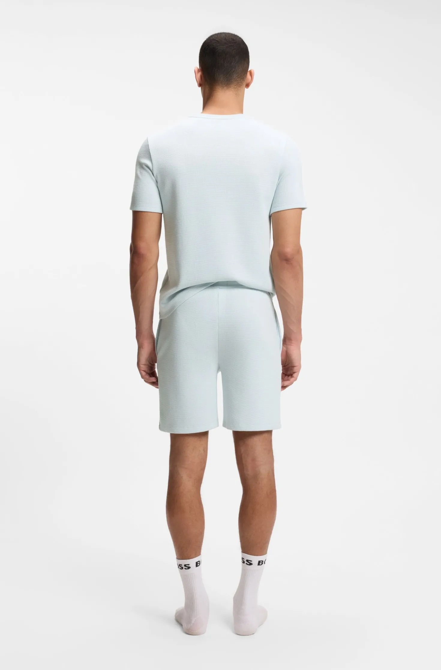 Pyjama-Shorts aus Baumwoll-Mix mit Logo-Stickerei