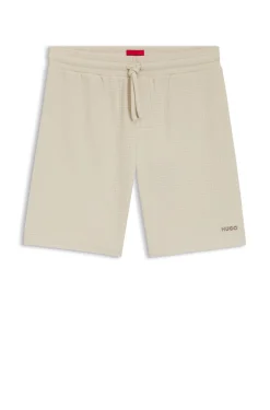Pyjama-Shorts mit Waffelstruktur und Logo-Stickerei