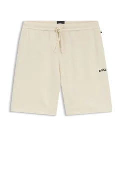 Pyjama-Shorts mit Waffelstruktur und Logo-Stickerei