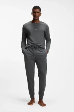 Pyjama-Top aus Baumwolle mit gestreiften Ärmel-Details