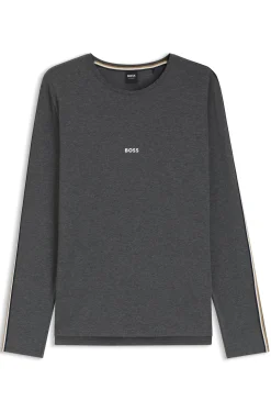 Pyjama-Top aus Baumwolle mit gestreiften Ärmel-Details