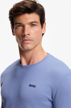 Pyjama-T-Shirt aus Ottoman-Jersey mit Logo-Stickerei