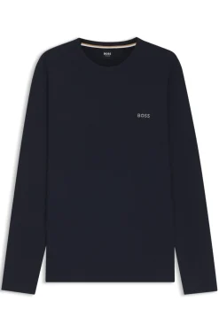 Pyjama-T-Shirt aus Ottoman-Jersey mit Logo-Stickerei