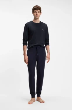 Pyjama-T-Shirt aus Ottoman-Jersey mit Logo-Stickerei