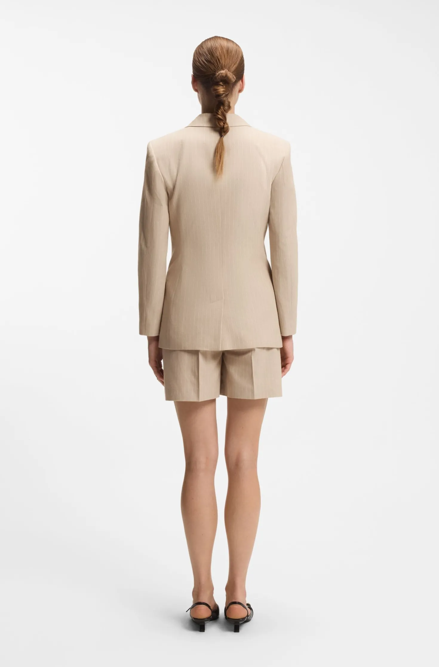 Regular-Fit Blazer aus Baumwoll-Mix mit Nadelstreifen