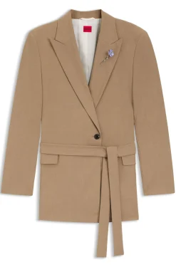 Regular-Fit Blazer aus elastischem meliertem Gewebe