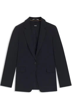 Regular-Fit Blazer aus knitterfreiem Krepp