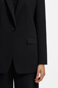 Regular-Fit Blazer aus knitterfreiem Krepp
