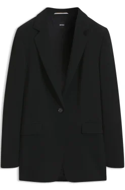 Regular-Fit Blazer aus knitterfreiem Krepp