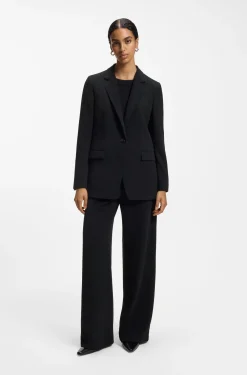 Regular-Fit Blazer aus knitterfreiem Krepp
