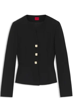 Regular-Fit Blazer aus Krepp-Gewebe mit Schößchen-Saum