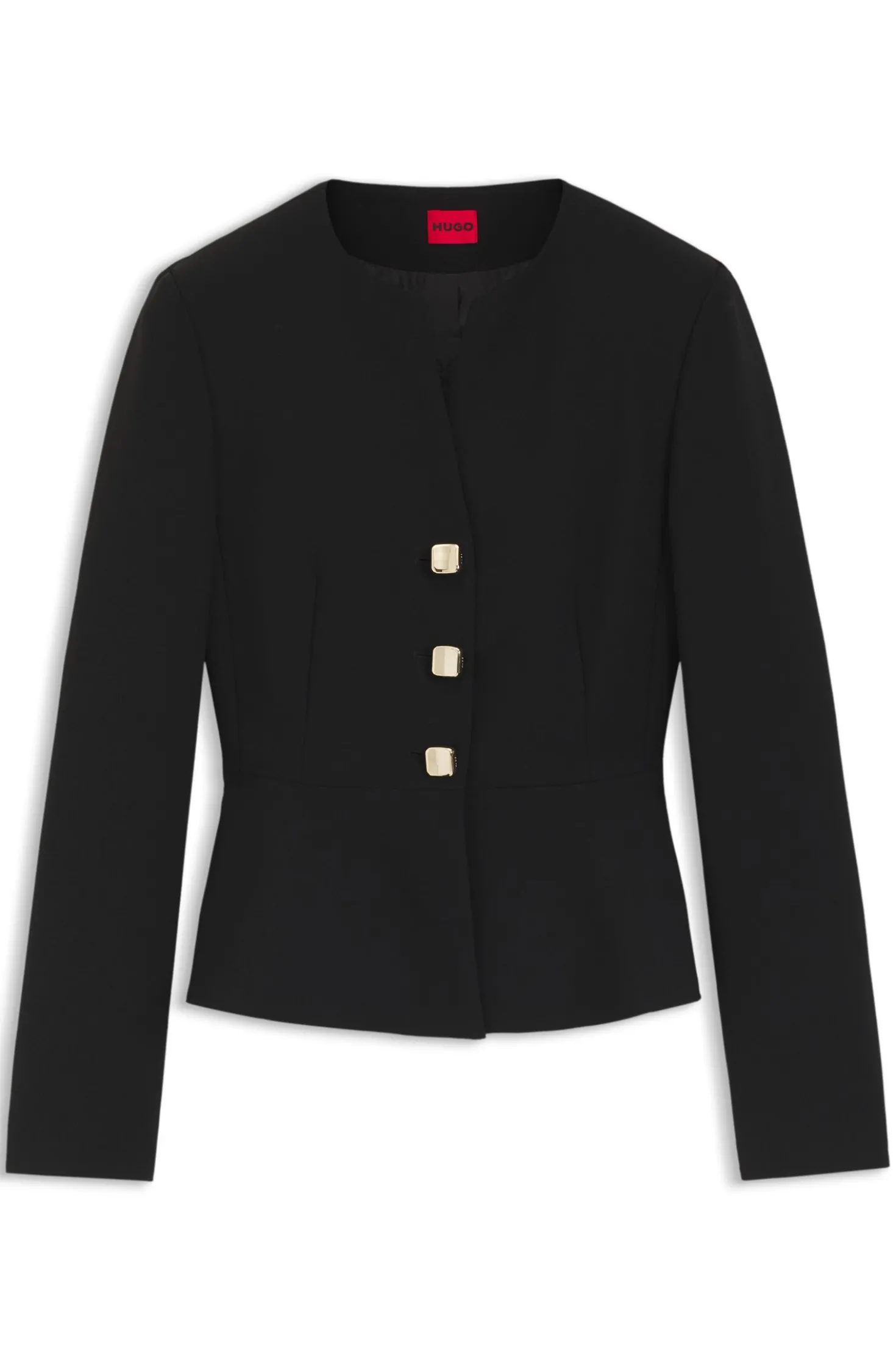 Regular-Fit Blazer aus Krepp-Gewebe mit Schößchen-Saum