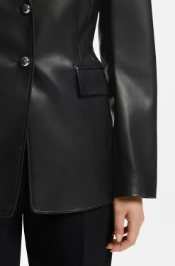 Regular-Fit Blazer aus Kunstleder