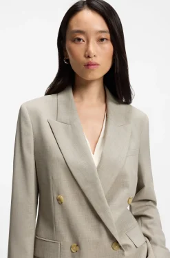 Regular-Fit Blazer aus melierter Schurwolle