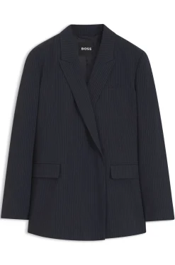 Regular-Fit Blazer aus Stretch-Crêpe mit Nadelstreifen